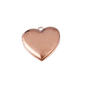 Pendentif médaillon cœur en acier inoxydable 316L or rose avec finition polie miroir
