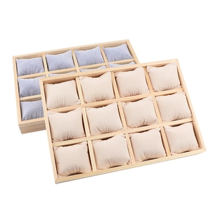 Uhren-Display-Tablett aus Holz mit 12 Fächern und weichen Samtkissen für Schmuck
