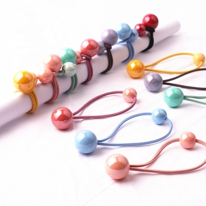 Elastici Per Capelli Con Doppia Perlina In Acrilico Colorato Corda In Nylon Elastica Per Bambine Accessori
