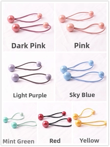 Dettaglio degli elastici per capelli con doppie perline colorate in sette tonalità