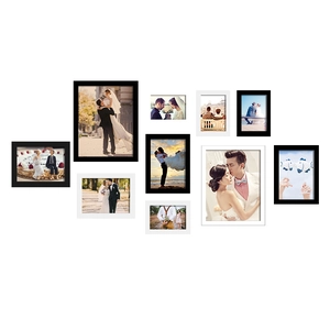Set di cornici per foto in legno massiccio moderne in bianco e nero per parete