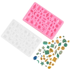 DIY silicone molds for crystal resin heart and geometric pendants with finished gemstones