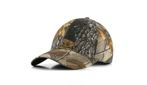 Close-up of leaf camouflage pattern on baseball cap for outdoor hunting and fishing