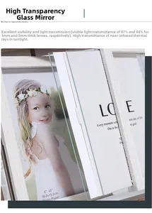 Detail view of 3mm and 5mm glass with high transparency for rotating wood photo frames