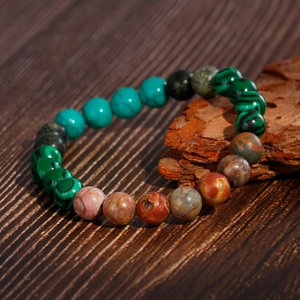 Bracelet pour hommes en perles de turquoise et malachite naturelles, style chinois classique