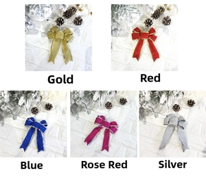 DIY Christmas glitter bows in gold red blue rose silver for festive holiday tree decoration