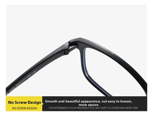 Macro shot of TR90 glasses featuring screwless hinge design and CE certified frame details