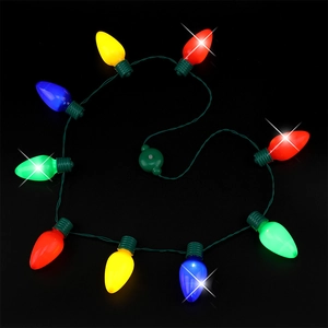 Colorful 9 LED light bulb necklace with green wire for Christmas party decorations