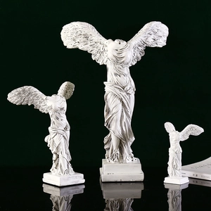 European Winged Victory of Samothrace statues in antique white resin for home decor