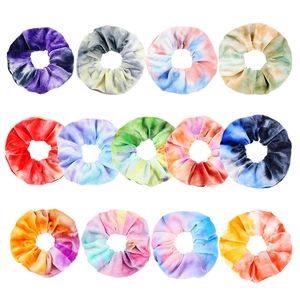 Velvet Hair Scrunchies Tie Dye Gradient Elastic Hair Ties Accessories For Women Girls
