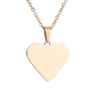 Collier avec pendentif cœur doré poli et chaîne délicate en O pour femmes et couples