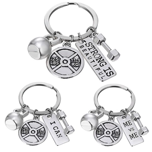 Fitness Keychain With Dumbbell Barbell Kettlebell Charms Zinc Alloy Gym Motivation Gift For Workout Enthusiasts