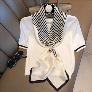 Damen Mode Polyester Quadratischer Schal Geometrischer Druck Vielseitiger Eleganter Halstuch Für Frühling Herbst