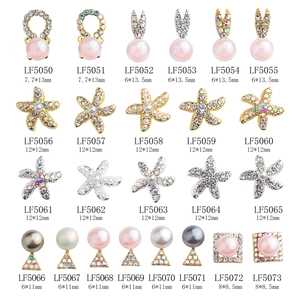 Mix of 24 3D floral and pearl nail art charms in various alloy and rhinestone designs