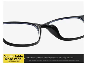 Detail of integrated TR90 nose pads on black glasses frame for maximum comfort