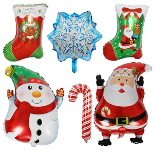 Christmas Foil Balloons Aluminum Mylar Candy Cane Santa Claus Snowman Snowflake Elk Stocking Holiday Party Home Decor