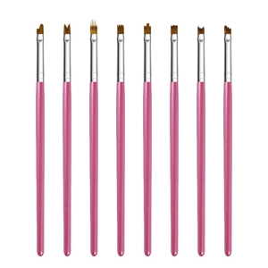 Detailset van 8 roze glitter professionele make-up penselen met zachte synthetische haren