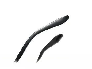Macro detail of ergonomic black non-slip curved temples for TR90 glasses frames