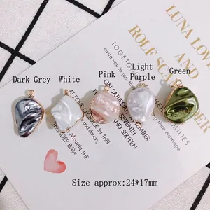 5-piece set of irregular baroque pearl pendants with gold-plated edges in multiple colors
