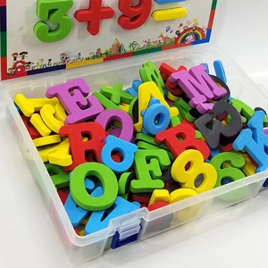 Educational magnetic foam letters and numbers set in a clear storage case for kids