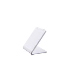 L-shaped white acrylic necklace display stand for jewelry presentation on white background