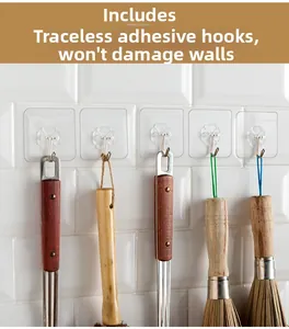 Transparent adhesive wall hooks for kitchen tiles showing strong load capacity