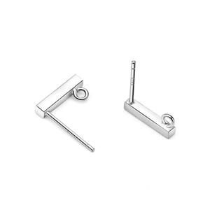 S925 sterling silver bar stud earrings with hanging loop for DIY jewelry making
