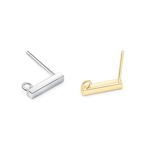 S925 sterling silver bar stud earrings with hanging loops in gold and silver finishes