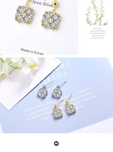 Macro shot of geometric cubic zirconia earrings with gold and silver radiant finish