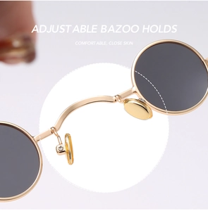 Macro view of adjustable nose pads on vintage steampunk sunglasses for maximum comfort