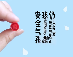 Safety marker cap detail with star-shaped air vent to prevent accidental suffocation