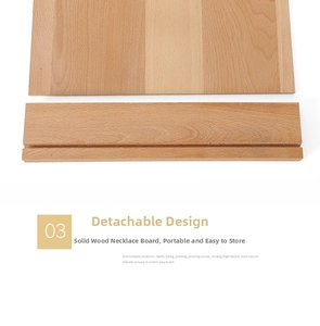 Detail of detachable solid wood necklace display board with base showing easy assembly