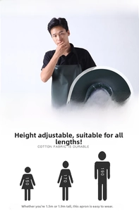 Detail of rust-proof soft eyelet and adjustable neck strap on waterproof PVC apron