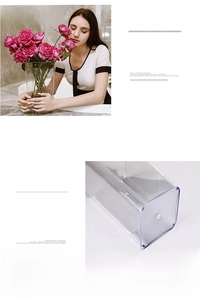 Detail of stackable transparent acrylic flower bucket with durable PC inner bottom groove