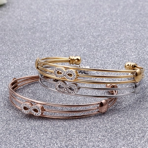 Bracelet jonc triple rang infini en or, argent et or rose serti de oxydes de zirconium
