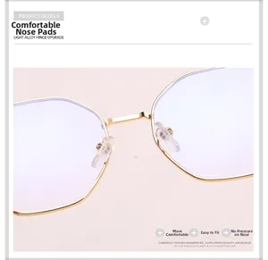 Detail of comfortable silicone nose pads and sturdy alloy hinges on metal glasses