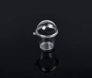 Mini tazza in plastica trasparente con coperchio a cupola e gancio per creazioni DIY