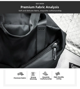 Detail showing high-quality nylon texture and premium zipper on black travel duffel bag