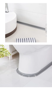 Détail de la bande d'étanchéité en silicone gris pour les lavabos et les toilettes de salle de bain