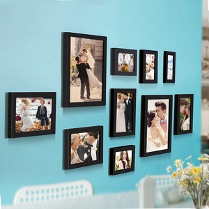 Set di cornici per foto minimaliste in legno nero per decorazione murale moderna in soggiorno