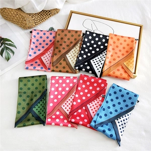 Chic polka dot silk scarves in multiple colors for hair, neck and bags for women