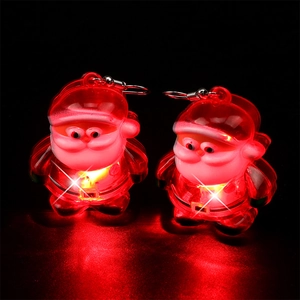 Luminous Santa Claus Christmas earrings with LED lights for festive holiday parties