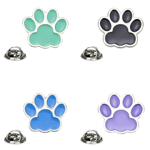 Cute cat paw metal enamel pins in four colors for clothes and bags with butterfly clasp