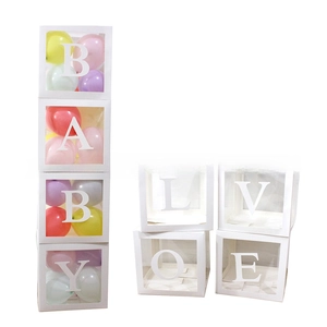 Transparent balloon decoration boxes with BABY and LOVE letters for party backdrops