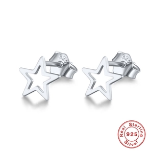 ROMAD S925 Sterling Silver Hollow Star Stud Earrings Simple Pentagram Minimalist Jewelry For Women Gold Silver Plated