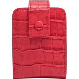 Rote Make-up-Tasche aus Krokodilleder mit Spiegel und Druckknopf-Verschluss