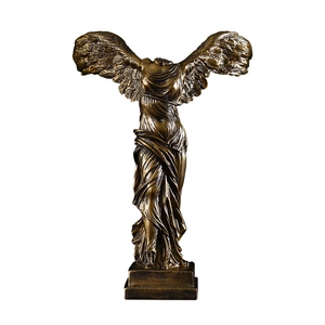 Bronze Winged Victory of Samothrace statue sculpture for home decor on white background