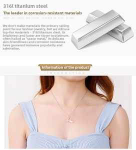 Close-up of crystal pendant with 316L titanium steel chain for women neck jewelry