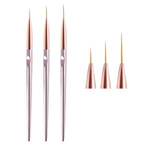 Pennelli Liner Nail Art Professionali Penne Per Disegno Pittura Ultra Sottili Impugnatura Metallo Oro Rosa Setole Fibra Strumenti Manicure