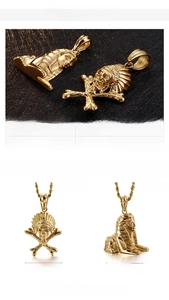 Detaillierte Größenangaben für goldene Punk Totenkopf und Sphinx Edelstahl Anhänger